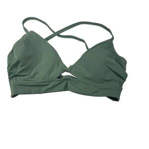 Shade And Shore Women's Size 34D Swim Top Bikini Criss Cross Straps Green New